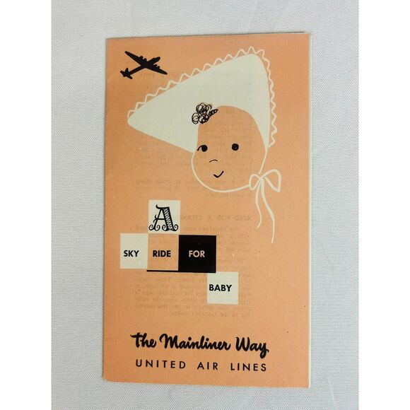 COMPLETE Vintage 1948 United Airline MAINLINER Flight Information Luggage More - Picture 9 of 11